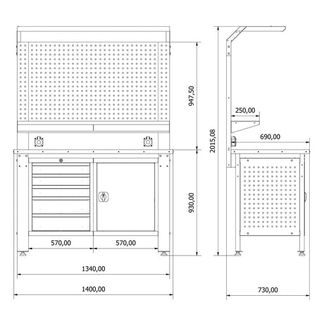 TOOLBOX4YOU Industrie Werkbank 1.4m - Profi Werkbank 1400mm Industriewerkbank WBG01 - Tools.de TP Profishop GmbH