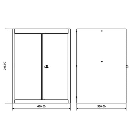 TOOLBOX4YOU Oberschrank 2 Türen niedriges Modell Expert BG62TCD2L - Vormontiert, Freistehend, 1,2mm dickes Blech - Tools.de TP Profishop GmbH