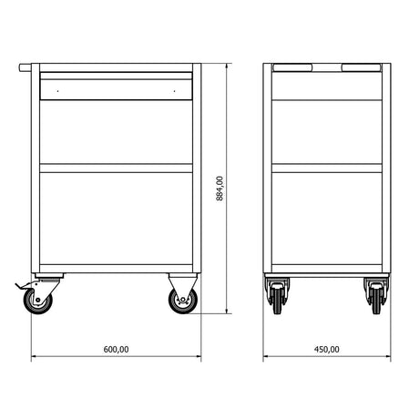 TOOLBOX4YOU Tischwagen mit 1 Schublade und 3 Fachböden BG60TT - Tools.de TP Profishop GmbH