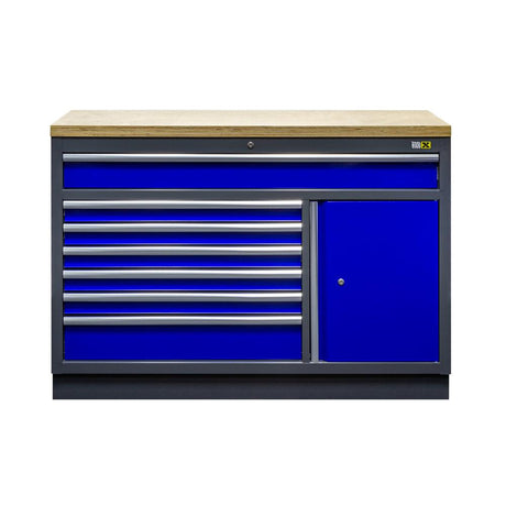 TOOLBOX4YOU Unterschrank breit 7 Schubladen und 1 Tür mit Massivholz Arbeitsplatte GC13L7W - Tools.de TP Profishop GmbH