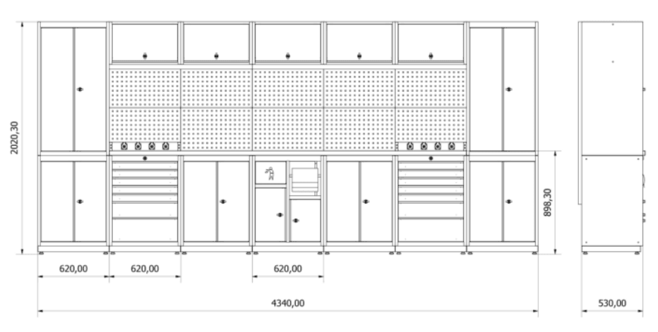 TOOLBOX4YOU Workshopmodul I Expert - Profi Werkbank mit Steckdosen BGMODI - Vormontiert, Freistehend, 1,2mm dickes Blech - Tools.de TP Profishop GmbH