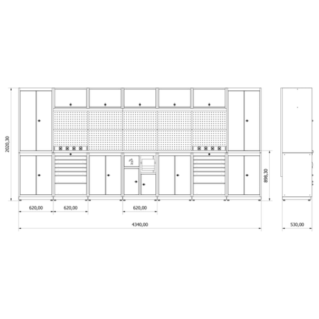 TOOLBOX4YOU Workshopmodul I Expert - Profi Werkbank mit Steckdosen BGMODI - Vormontiert, Freistehend, 1,2mm dickes Blech - Tools.de TP Profishop GmbH