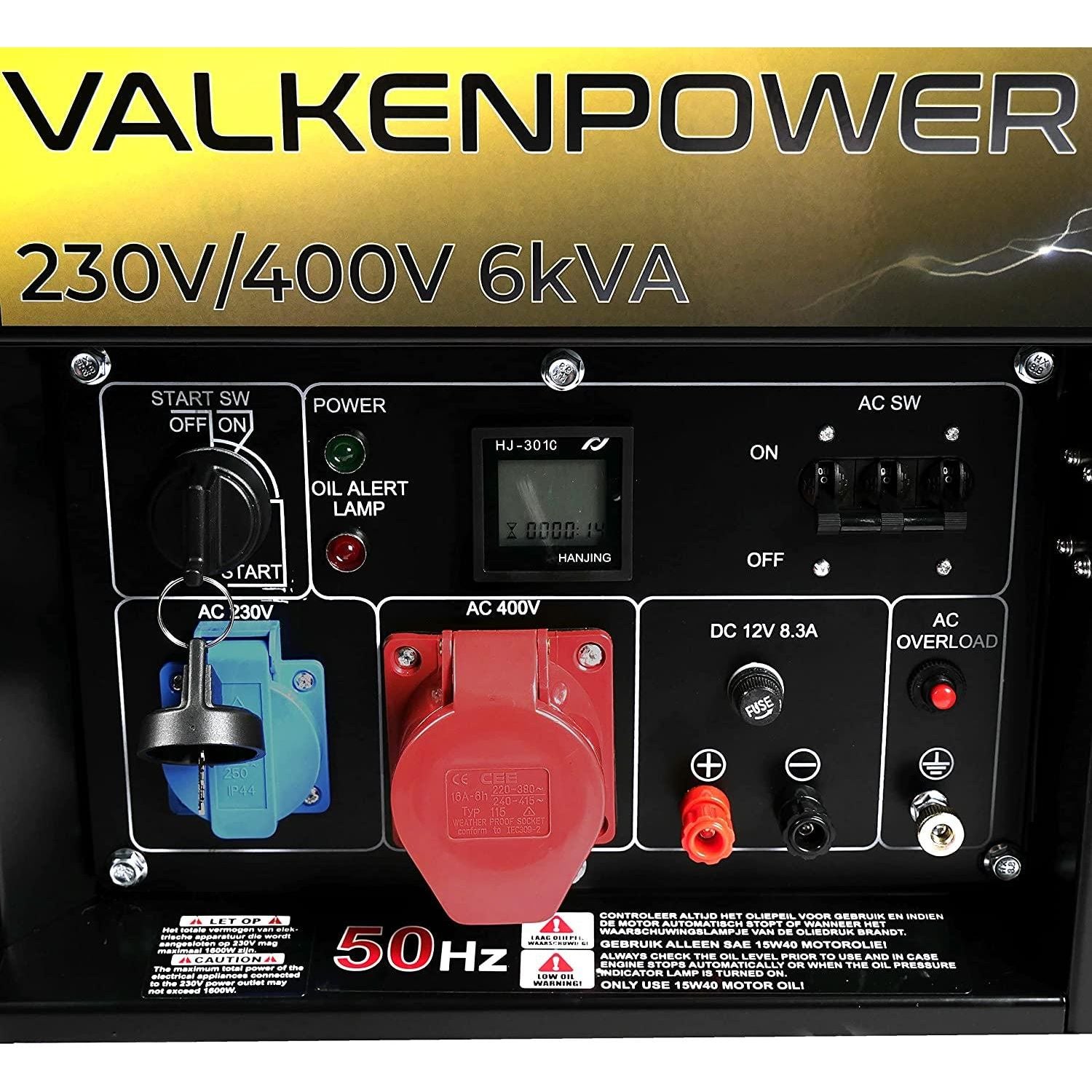 Valkenpower AVR E-Start Diesel Stromerzeuger Offen type 230V/400V 6kVA DG60003 - Tools.de TP Profishop GmbH