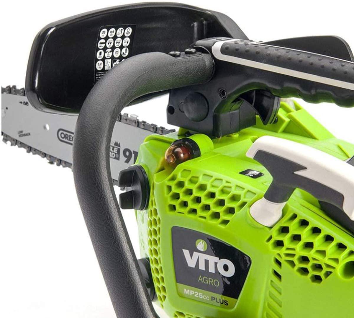 VITO 1.22PS kleine Einhand Benzin Motorsäge, Oregon Double Guard 3/8" Sägekette, Führungsschiene 10“ 25,40cm - Tools.de TP Profishop GmbH