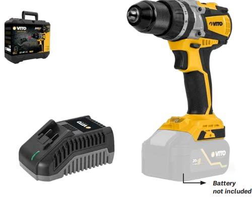 VITO 20V LI Kombibohrmaschine, Schnurlos & Bürstenlos mit BMC Koffer, inklusive Ladestation- (VIBCBBBMCC) - Tools.de TP Profishop GmbH