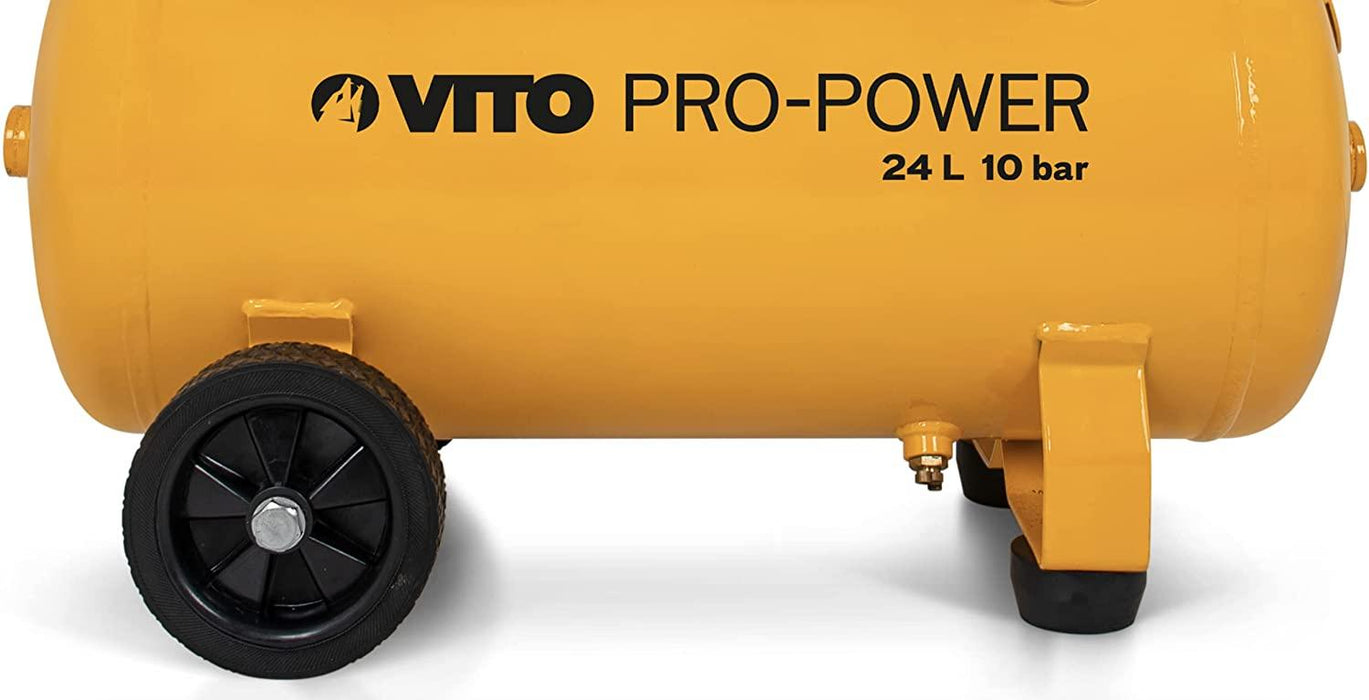 VITO 24L Kompressor 10 bar 2,5PS, 1900w, inkl. Druckminderer, 24 l-Tank, 2 Manometer & 2 Schnellkupplungen - Tools.de TP Profishop GmbH