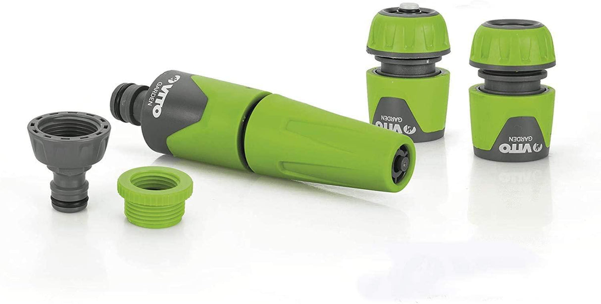 VITO 5-teilig Gartenschlauch-Adapter Set - Gartenspritze, Schlauchstück, Wasserstopp, Hahnanschlussstück, Adapter - 13mm, 1/2" Aqua stopp - Tools.de TP Profishop GmbH