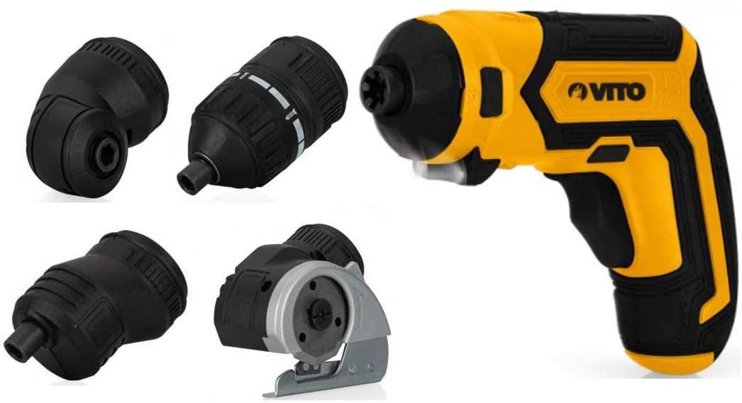 VITO Akku-Multifunktionswerkzeug 4 V Multifunktionswerkzeug mit Gelenken, 4 V, Lithium-Ionen-Akku, 1,5 Ah, wiederaufladbar, Tasche mit 40 Zubehörteilen - Tools.de TP Profishop GmbH