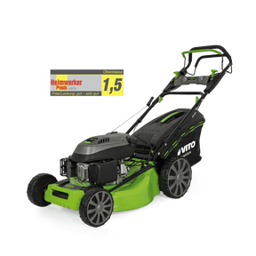 VITO Benzin Rasenmäher 4-in-1, Radantrieb Geschwindigkeits-Einstellung, Easy Clean 6,5PS - Schnittbreite 53cm, 65L Fangkorb, 6-stufige Höhenverstellung, Test Oberklasse Rasenmäher 1.5 gut - sehr gut - Tools.de TP Profishop GmbH