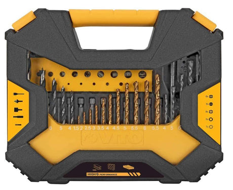 VITO Bit und Bohrerset - 128-teilig Holz, Stein und Metall, Zubehör Bit und Bohrer Koffer Set VIBB128 - Tools.de TP Profishop GmbH