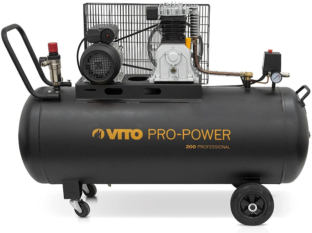 VITO Ölkompressor 50 L - 10 bar / 145 psi / 2,5 PS / 1,9 kW / 230V -  Kompressor inkl. Druckminderer, 50 L-Tank, 2 Manometer, 2  Schnellkupplungen, Ein/Aus-Schalter, Sicherheitsventil, Wärmeschutz 