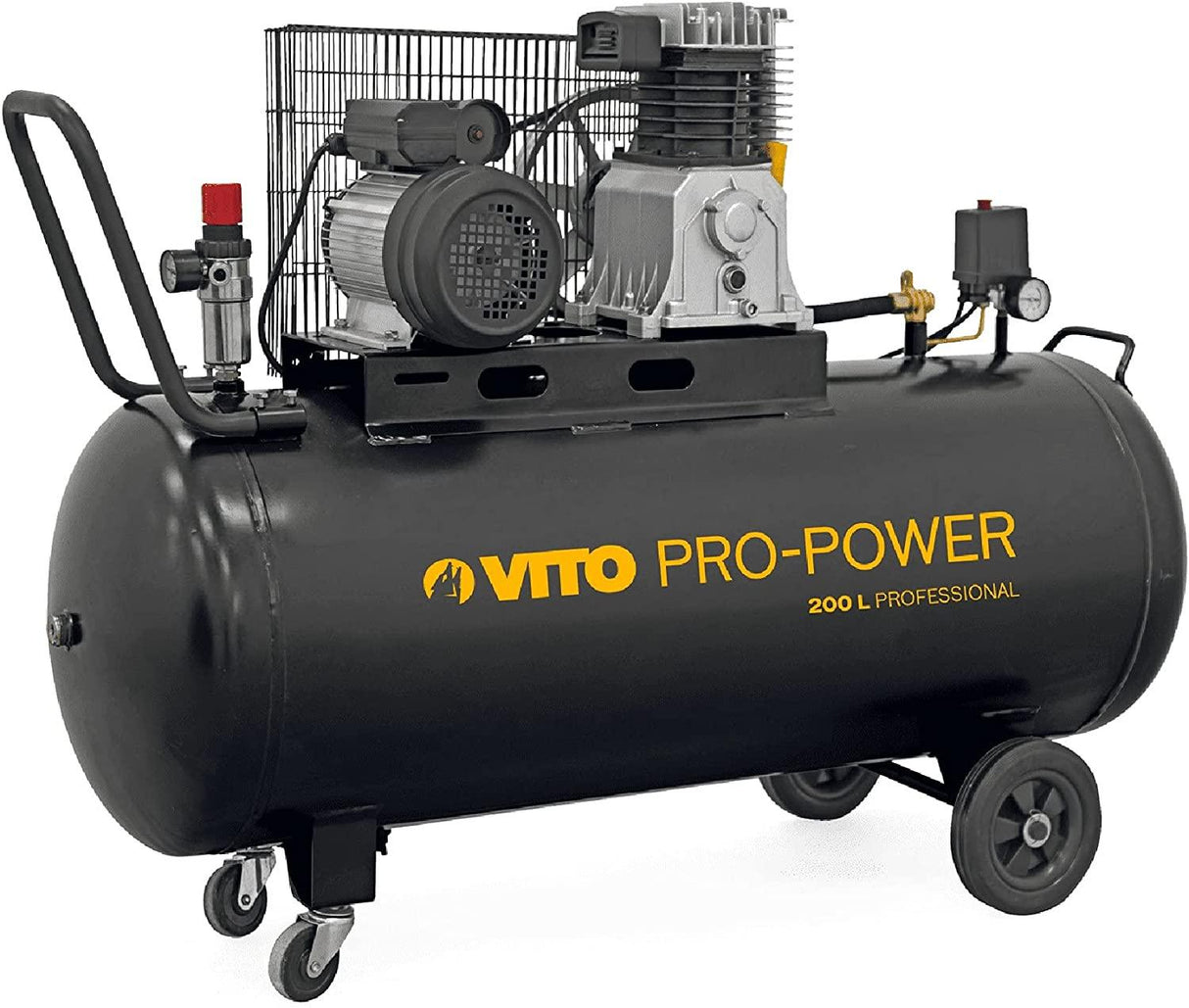 VITO Black Series Pro-Power 200 Liter Kompressor 10 bar 230v 4 PS (12 bar max) 400L/Min - Luftkompressor 200L Kessel Ölgeschmiert, Druckluftkompressor 10 Bar Kompressor 3000W - Tools.de TP Profishop GmbH