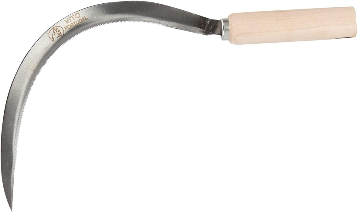 VITO Blattsichel mit Holzstiel, Sichel aus gehärtetem Stahl - Mondsichel - Blattsichel - Sense - Maße 390 x 150 mm - ein Leichtgewicht mit nur 188GR - Handmade in Portugal - VIFCJ - Tools.de TP Profishop GmbH