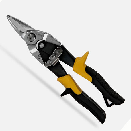 VITO Blechschere, gerade geschnitten für die Luftfahrt, Metallschere mit Sicherheitsverriegelung, Schneidet Metall und Blech bis zu 1,2 mm, Griff aus Bimaterial - VITCCRE - Tools.de TP Profishop GmbH