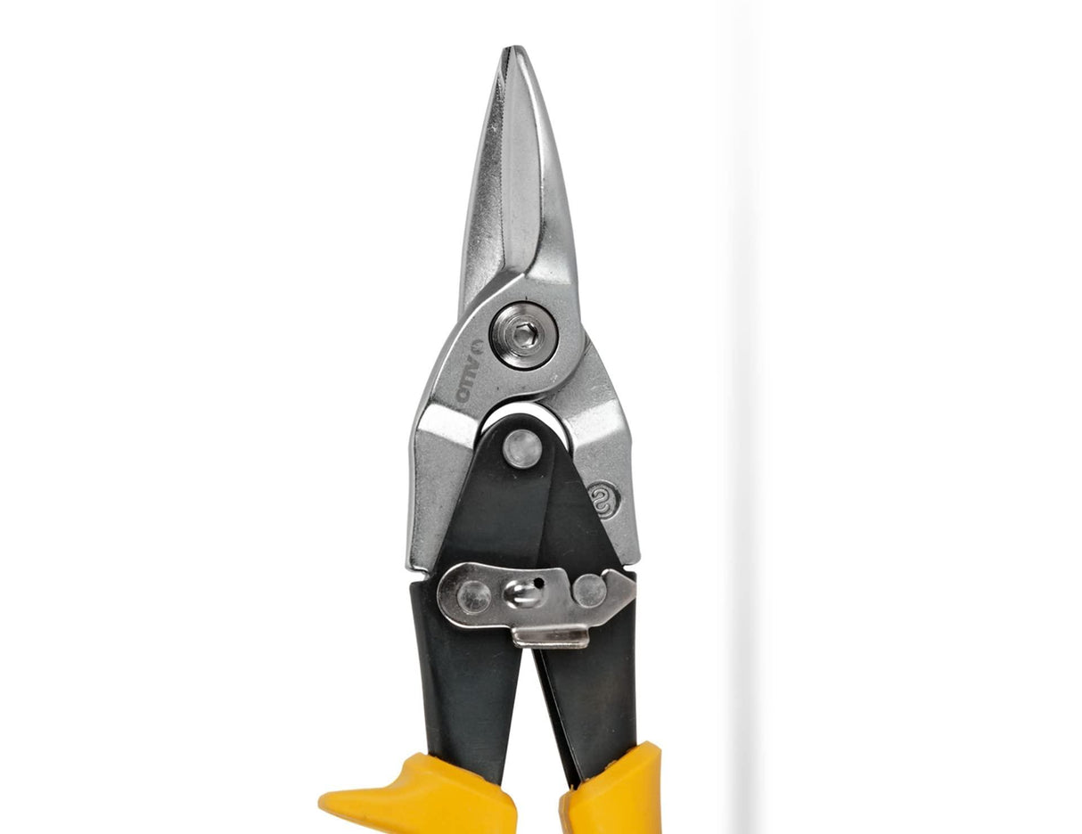 VITO Blechschere, gerade geschnitten für die Luftfahrt, Metallschere mit Sicherheitsverriegelung, Schneidet Metall und Blech bis zu 1,2 mm, Griff aus Bimaterial - VITCCRE - Tools.de TP Profishop GmbH