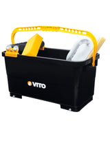 VITO Bodenbearbeitungs Eimerset - Fliesenleger-Waschset 3-teilig - 23 Liter Eimer inkl. Ausdrückrolle, 1x Schwamm-Brett, 1x Schwamm - Wascheimer (VIBER) - Tools.de TP Profishop GmbH