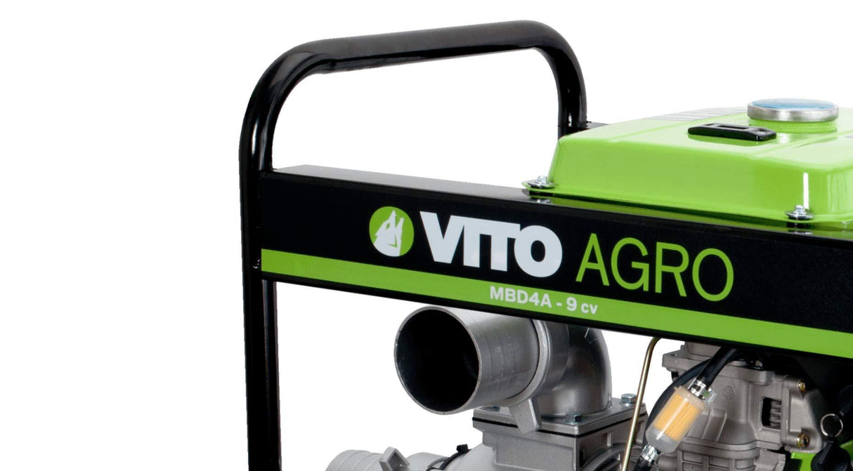 VITO Diesel 4" Motorpumpe 9 PS mit E-Starter selbstansaugend 4-Takt EURO5 Dieselmotor Wasserpumpe 2.5Bar starke Teichpumpe, 3600U/min 70000 L/h - 25m⇡ max 7m⇣ max - Tools.de TP Profishop GmbH