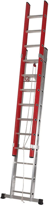 VITO Elektriker Leiter Electra Profi Alu-Glasfaser-Schiebeleiter, 5.03 m, 2x10 Sprossen max. 150 kg - Tools.de TP Profishop GmbH