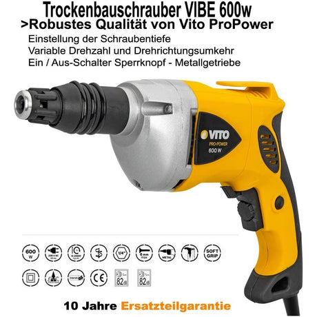 VITO elektrischer Schnellbauschrauber 600 Watt Trockenbauschrauber Schrauber Plattenschrauber - Tools.de TP Profishop GmbH