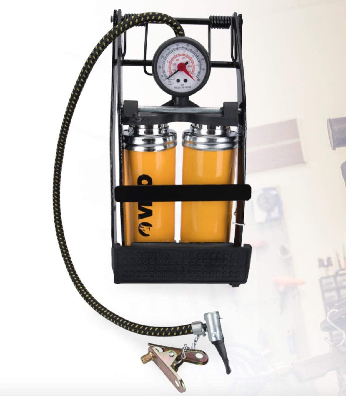 VITO Fußluftpumpe Doppelzylinder 2 Zylinder mit Manometer bis 7 bar - Tools.de TP Profishop GmbH