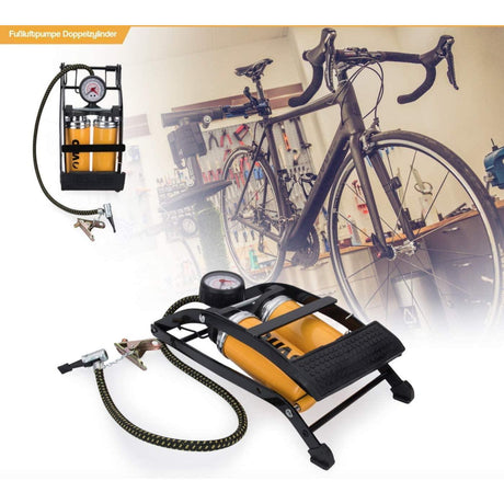 VITO Fußluftpumpe Doppelzylinder 2 Zylinder mit Manometer bis 7 bar - Tools.de TP Profishop GmbH