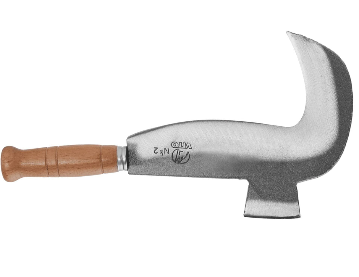 VITO Garden - Billhook, Hippe, Zweischneidige Hackmesser, Sichel aus gehärtetem Stahl - Gewicht: 490g - 240x190mm - traditionell geschmiedet - ideal für Arbeiten auf Wiesen, Feldern & Garten - Tools.de TP Profishop GmbH