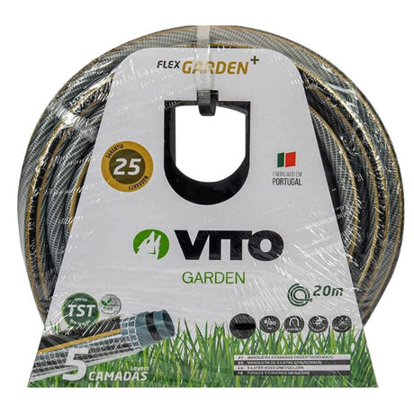VITO Garden Gartenschlauch 15 mm (5/8 Zoll) 20 m | 5-lagig | 20 bar | FLEXGarden | kein abknicken, kein verdrehen | UV-beständig | Farbe: grau-gold (15 mm (5/8 Zoll) 20 m) - Tools.de TP Profishop GmbH