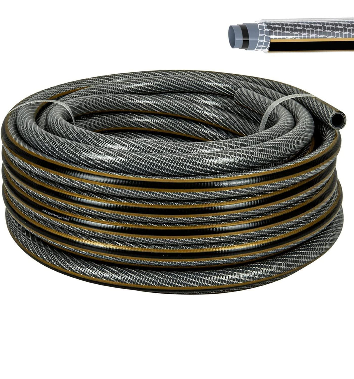 VITO Garden Gartenschlauch 15 mm (5/8 Zoll) 20 m | 5-lagig | 20 bar | FLEXGarden | kein abknicken, kein verdrehen | UV-beständig | Farbe: grau-gold (15 mm (5/8 Zoll) 20 m) - Tools.de TP Profishop GmbH