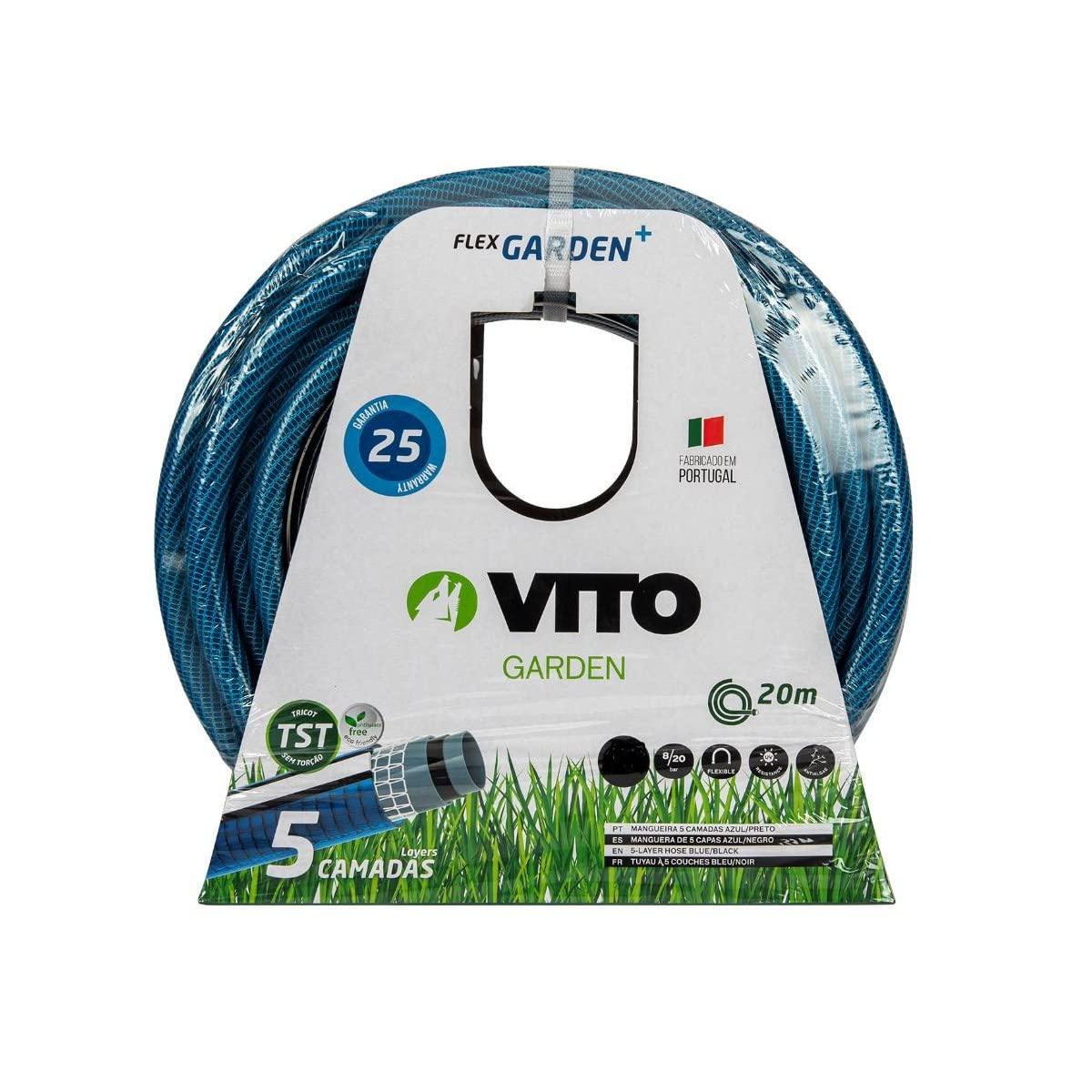 VITO Garden Gartenschlauch 15mm (5/8 Zoll) 20 m | 20 bar | 5-lagig | formstabil, flexibel | druck- und UV-beständig | Farbe: dunkelblau (15mm (5/8 Zoll) 20 m) - Tools.de TP Profishop GmbH