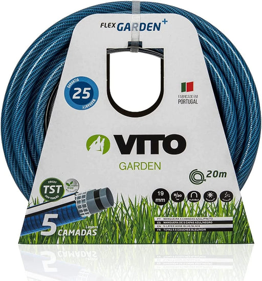 VITO Garden Gartenschlauch 19mm (3/4 Zoll) 20 m | 20 bar | 5-lagig | formstabil, flexibel | druck- und UV-beständig | Farbe: dunkelblau (19mm (3/4 Zoll) 20 m) - Tools.de TP Profishop GmbH