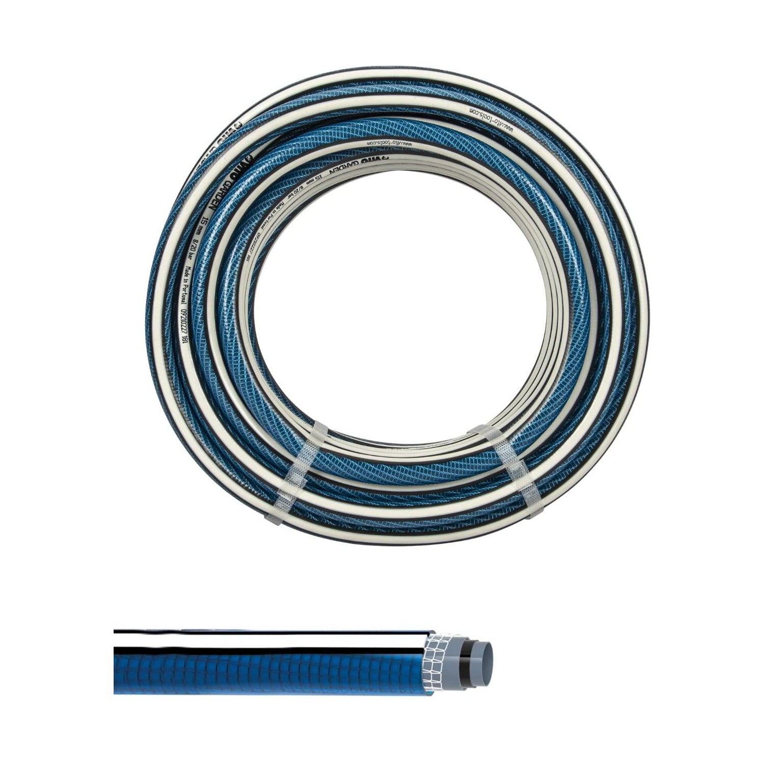 VITO Garden Gartenschlauch 19mm (3/4 Zoll) 20 m | 20 bar | 5-lagig | formstabil, flexibel | druck- und UV-beständig | Farbe: dunkelblau (19mm (3/4 Zoll) 20 m) - Tools.de TP Profishop GmbH