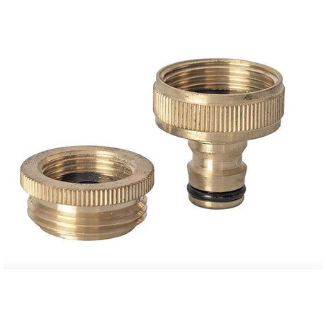 VITO Garden - hochwertiges Messing-Stecksystem 1/2" (13mm) - 5/8" (15mm), 5-teilig - Hahnanschlussstück, Adapter + Schlauchstück + Schlauchstück + verstellbare Gartenspritze - Tools.de TP Profishop GmbH