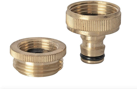 VITO Garden - hochwertiges Messing Stecksystem Set 3/4", 5-teilig - Hahnanschlussstück, Adapter + Schlauchstück + Schlauchstück + verstellbare Gartenspritze - Tools.de TP Profishop GmbH