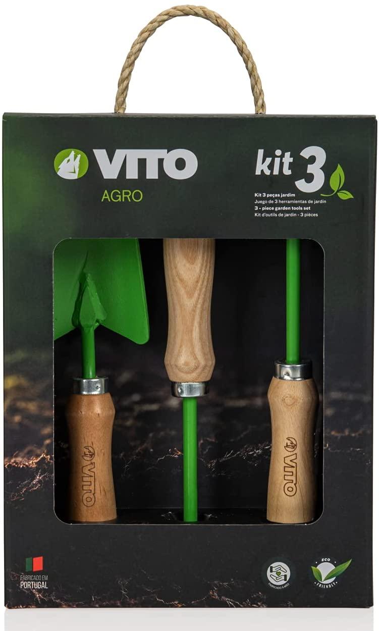 VITO Garden Vintage Gartenwerkzeug Set 3-TLG - Gartenwerkzeug für Pflanzen und Gartenarbeit Handmade Vintage Gartenwerkzeug Pflanz-Set - Hochwertige Garten-Kleingeräte 3-TLG Handmade in Portugal - Tools.de TP Profishop GmbH