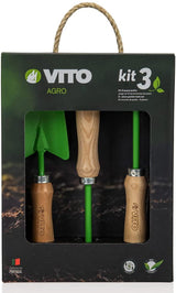 VITO Garden Vintage Gartenwerkzeug Set 3-TLG - Gartenwerkzeug für Pflanzen und Gartenarbeit Handmade Vintage Gartenwerkzeug Pflanz-Set - Hochwertige Garten-Kleingeräte 3-TLG Handmade in Portugal - Tools.de TP Profishop GmbH