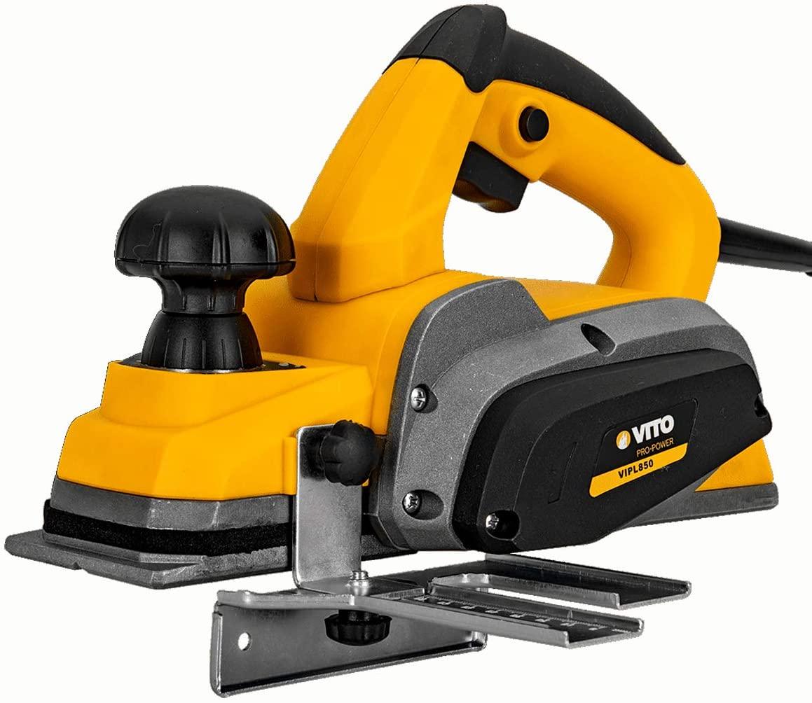 VITO Handhobel 850W Elektrohobel Hobel elektrisch 82 mm Falzhobel Stufenhobel mit Parallelführung Hobelmesser Hobelbreite 82 mm, Spantiefe 0 – 3,0 mm, Hobeln ohne Kraftaufwand, Staubbeutel - Tools.de TP Profishop GmbH