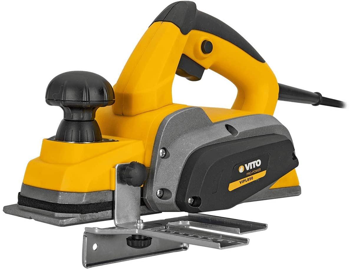 VITO Handhobel 850W Elektrohobel Hobel elektrisch 82 mm Falzhobel Stufenhobel mit Parallelführung Hobelmesser Hobelbreite 82 mm, Spantiefe 0 – 3,0 mm, Hobeln ohne Kraftaufwand, Staubbeutel - Tools.de TP Profishop GmbH