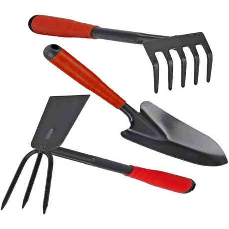 VITO iTools - 3-teiliges Gartenwerkzeug-Set, mit Blumenkelle, Doppelhäckchen und Handharke - Schaufel - Harke - Doppelharke - Gartenhandwerkzeug Qualität von iTools ! - Tools.de TP Profishop GmbH