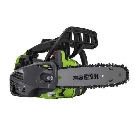 VITO kleine Einhand Kettensäge, Benzin-Kettensäge mit 25 cm Schwertlänge, 2-Takt-Motor, Oregon-Kette, Walbro-Vergaser, Schutzsystem, automatischer Bremse & ergonomischem Griff - Tools.de TP Profishop GmbH