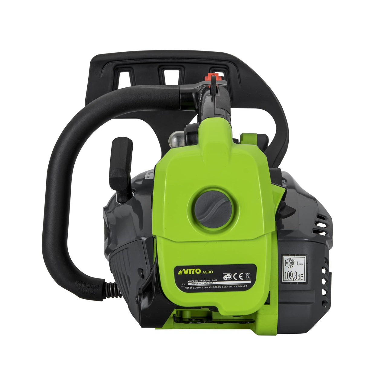 VITO kleine Einhand Kettensäge, Benzin-Kettensäge mit 25 cm Schwertlänge, 2-Takt-Motor, Oregon-Kette, Walbro-Vergaser, Schutzsystem, automatischer Bremse & ergonomischem Griff - Tools.de TP Profishop GmbH