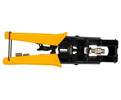 VITO Koax Kompressionszange mit BNC/RCA-/F-Stecker für RG59/58/6-Kabeldraht, Kompressionszange F-Stecker Crimpzange DVB-S2 DVB-C DVB-T2 BK Anlagen Verpresswerkzeug Koaxialkabel - VIACFF - Tools.de TP Profishop GmbH