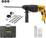 VITO Kombihammer 850 W - SDS-Plus - Bohrhammer Meisselhammer Abbruchhammer - mit 4 Funktionen: Hämmern, Meißeln, Bohren, Schlagbohren - mit Transportkoffer - VIMP850 - Tools.de TP Profishop GmbH