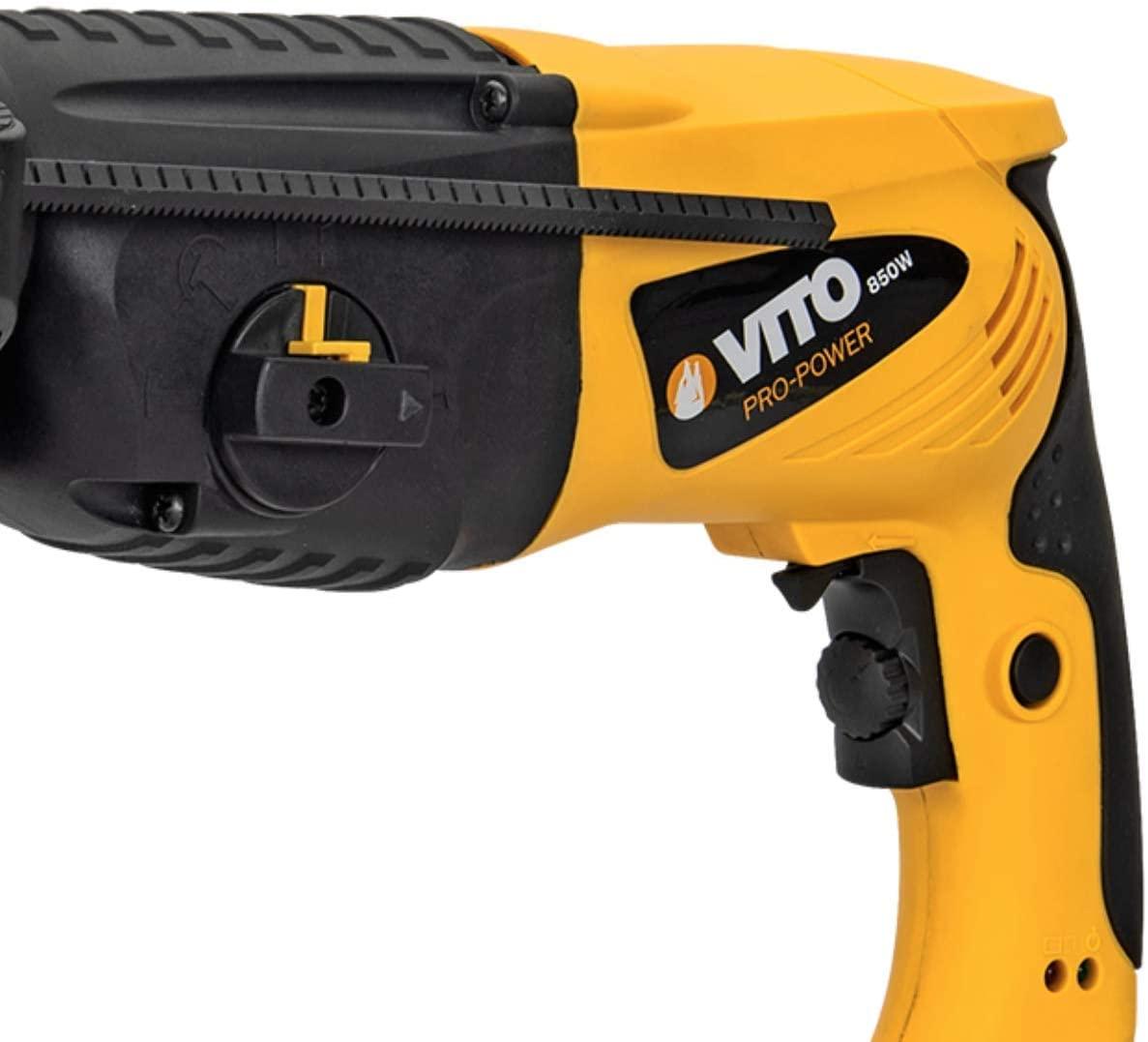 VITO Kombihammer 850 W - SDS-Plus - Bohrhammer Meisselhammer Abbruchhammer - mit 4 Funktionen: Hämmern, Meißeln, Bohren, Schlagbohren - mit Transportkoffer - VIMP850 - Tools.de TP Profishop GmbH