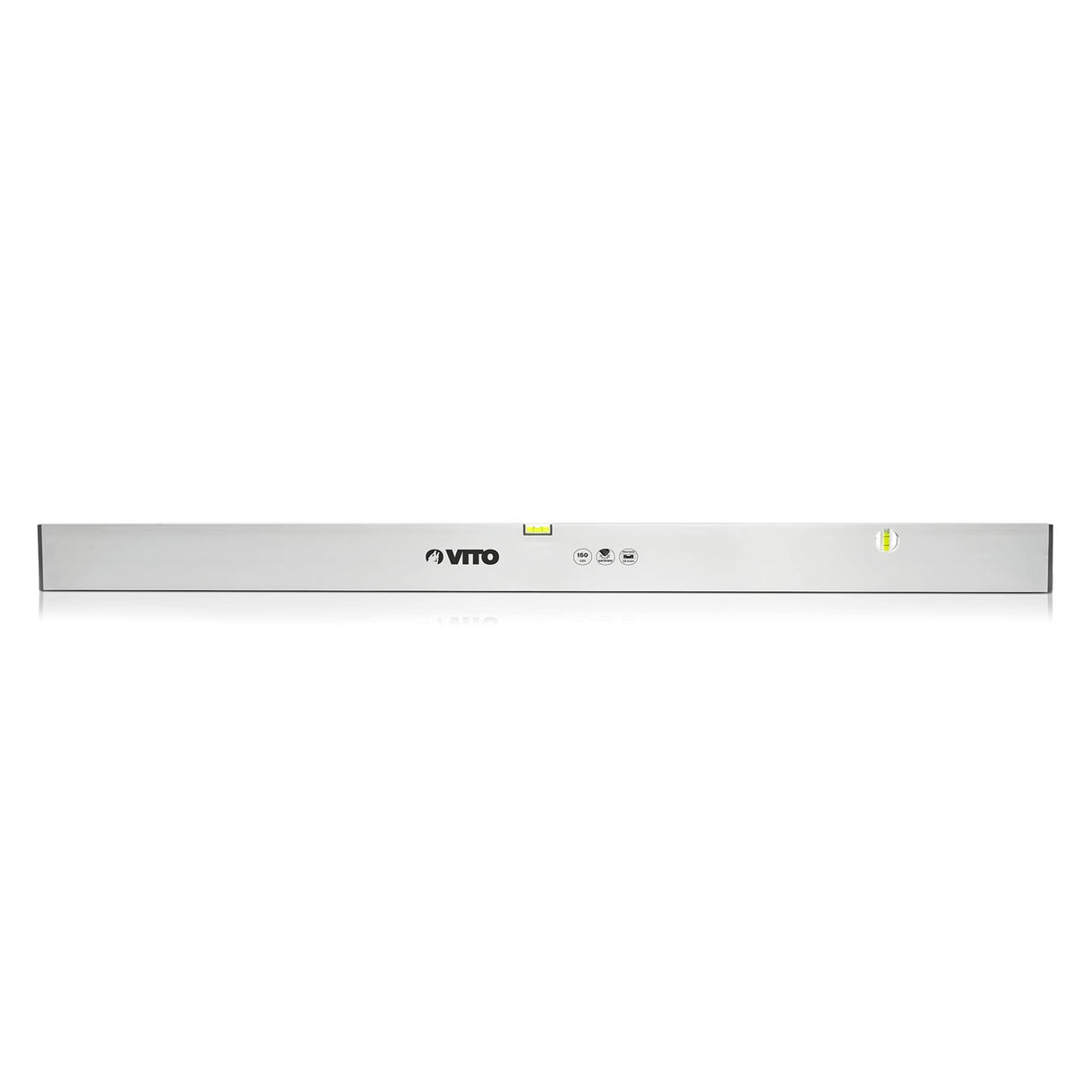 VITO Lineal-Typ Wasserwaage, Rahmen aus Aluminium, 2 Blasen - lotrecht und waagerecht mit stoßdämpfende Endkappen, Messgenauigkeit 1 mm/m, Farbe: Silber - VINR200 - Tools.de TP Profishop GmbH