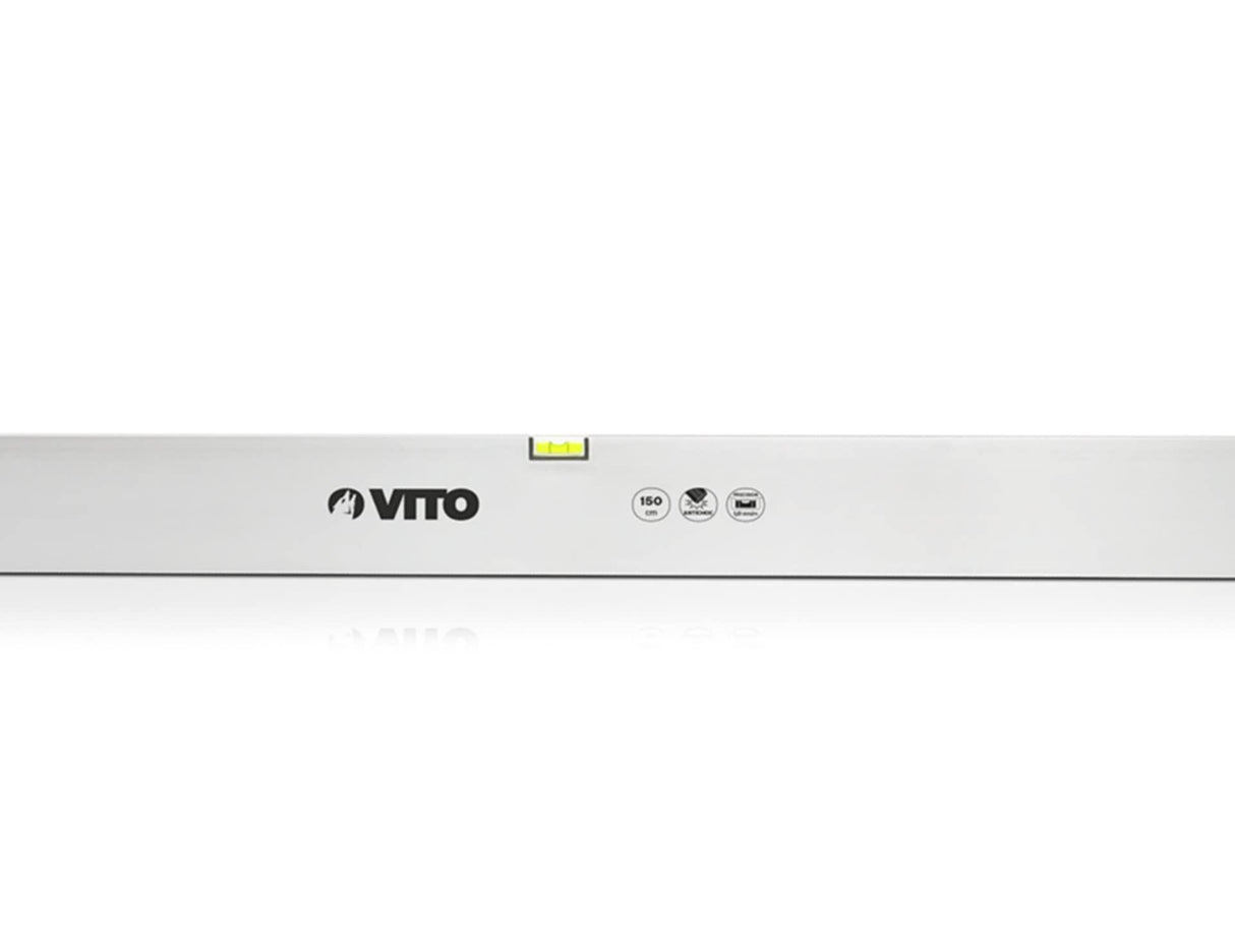 VITO Lineal-Typ Wasserwaage, Rahmen aus Aluminium, 2 Blasen - lotrecht und waagerecht mit stoßdämpfende Endkappen, Messgenauigkeit 1 mm/m, Farbe: Silber - VINR200 - Tools.de TP Profishop GmbH