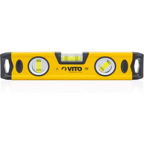 VITO Magnetische Aluminium-Wasserwaage -25cm Lang - rundum ablesbar - Antischock Seitenanschläge - 3 Blasen: lotrecht, waagerecht und 45 Grad - Maße:250 x 55 x 22 mm - VINAL25 - Tools.de TP Profishop GmbH