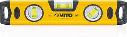 VITO Magnetische Aluminium-Wasserwaage -25cm Lang - rundum ablesbar - Antischock Seitenanschläge - 3 Blasen: lotrecht, waagerecht und 45 Grad - Maße:250 x 55 x 22 mm - VINAL25 - Tools.de TP Profishop GmbH