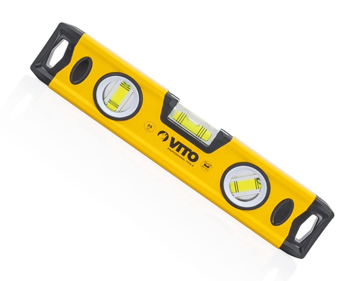 VITO Magnetische Aluminium-Wasserwaage - 80 cm Lang - rundum ablesbar - Antischock Seitenanschläge - 3 Blasen: lotrecht, waagerecht und 45 Grad - Maße: 800 x 55 x 22 mm - VINAL80 - Tools.de TP Profishop GmbH