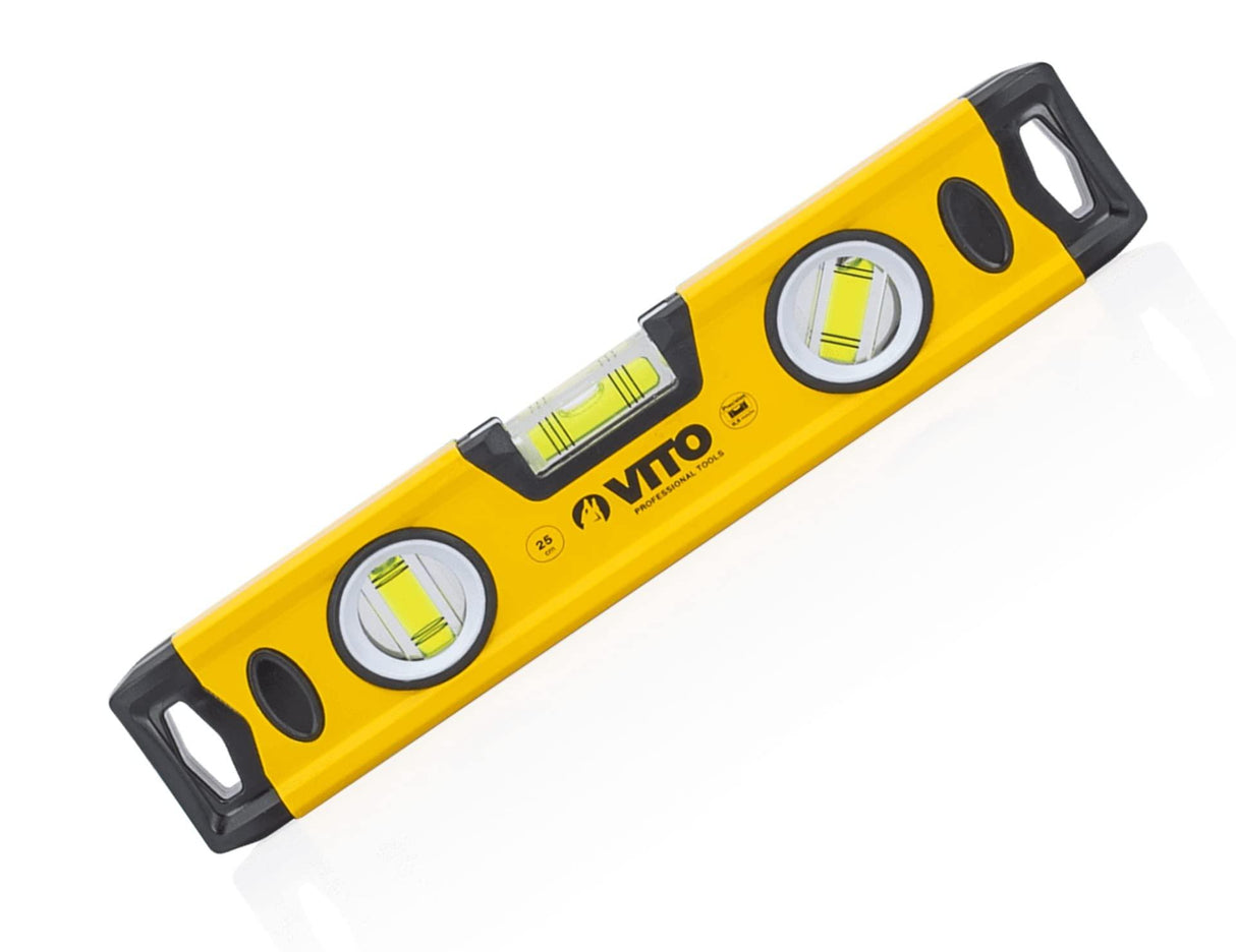 VITO Magnetische Aluminium-Wasserwaage - 80 cm Lang - rundum ablesbar - Antischock Seitenanschläge - 3 Blasen: lotrecht, waagerecht und 45 Grad - Maße: 800 x 55 x 22 mm - VINAL80 - Tools.de TP Profishop GmbH