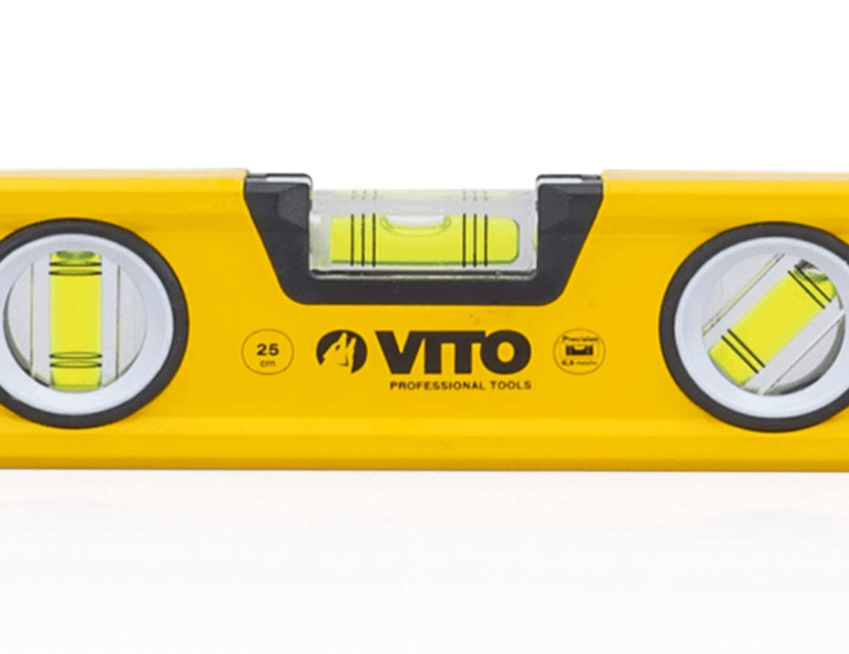 VITO Magnetische Aluminium-Wasserwaage - 80 cm Lang - rundum ablesbar - Antischock Seitenanschläge - 3 Blasen: lotrecht, waagerecht und 45 Grad - Maße: 800 x 55 x 22 mm - VINAL80 - Tools.de TP Profishop GmbH
